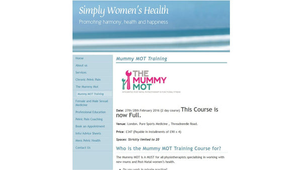 Sex after childbirth at the Mummy MOT Training Course for womens health physiotherapists