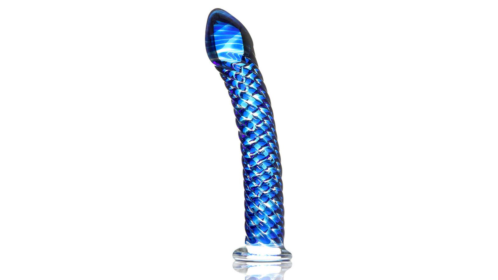Icicles No 29 Textured Swirl Blue Glass Dildo Jo Divine Icicles No 29 Textured Swirl Blue Glass Dildo Jo Divine