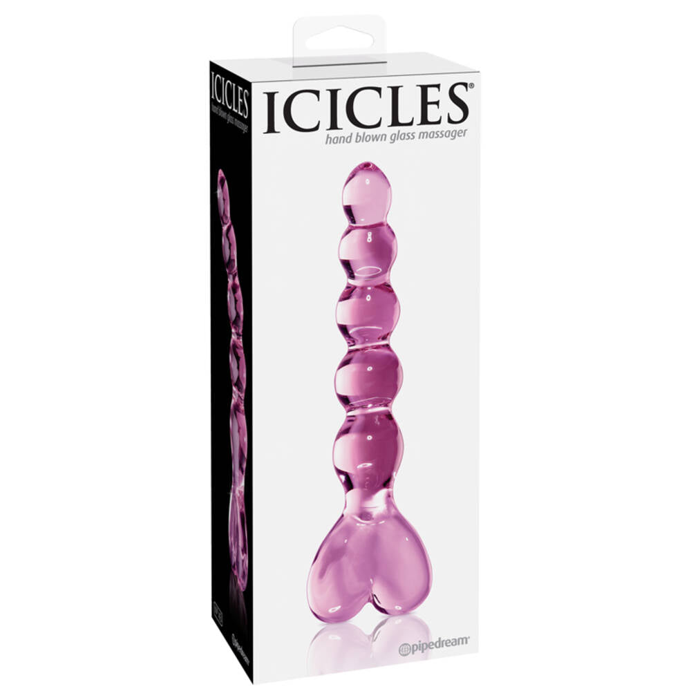 Icicles No 43 Pink Heart Glass Dildo