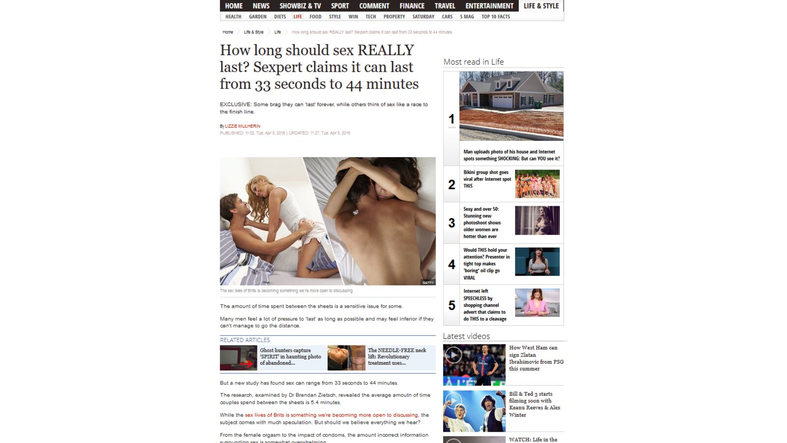 How long should sex really last? - Daily Express