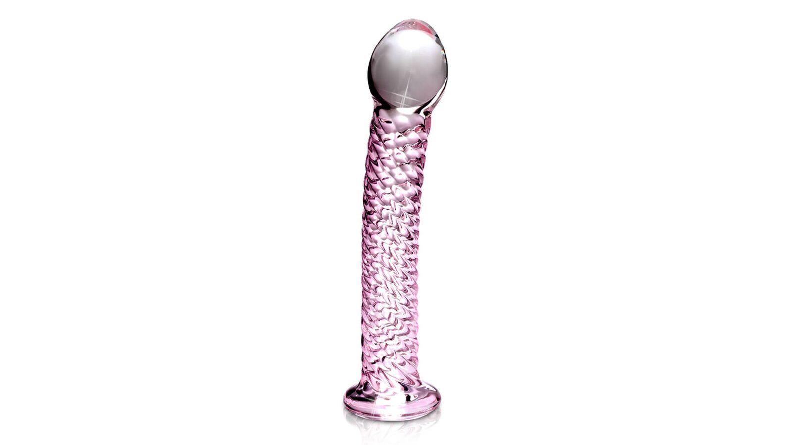 Icicles No 53 Textured Pink Swirly Glass Dildo
