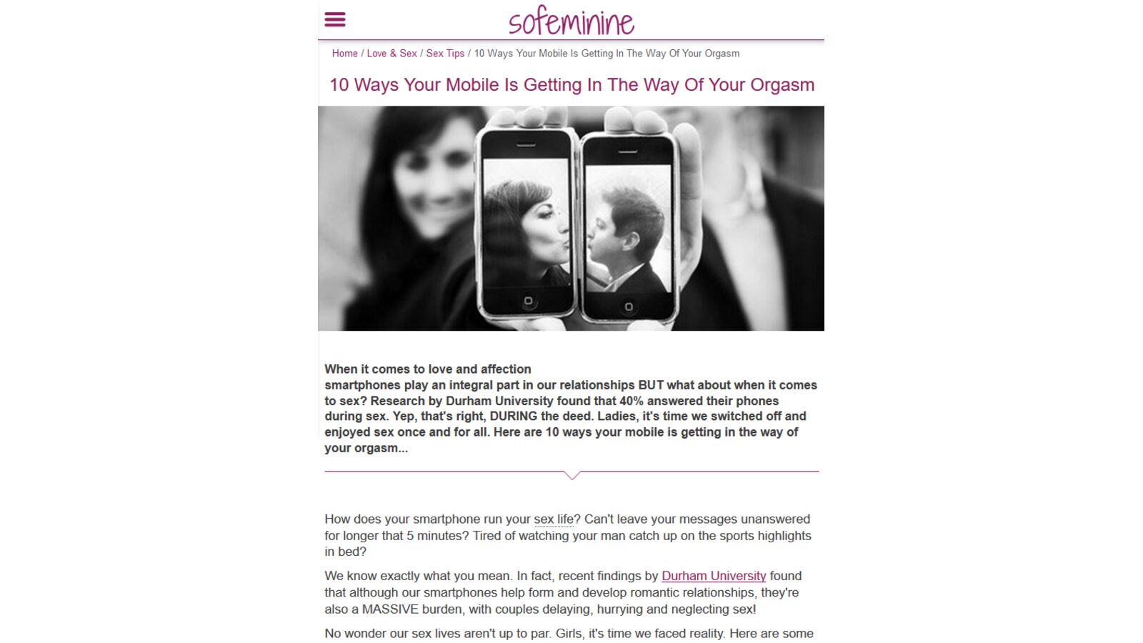 10 Ways Your Mobile is getting in the way of your Orgasm - So Feminine
