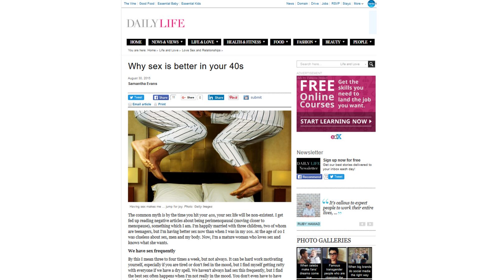 Why sex is better in your 40's - Daily Life - Australia