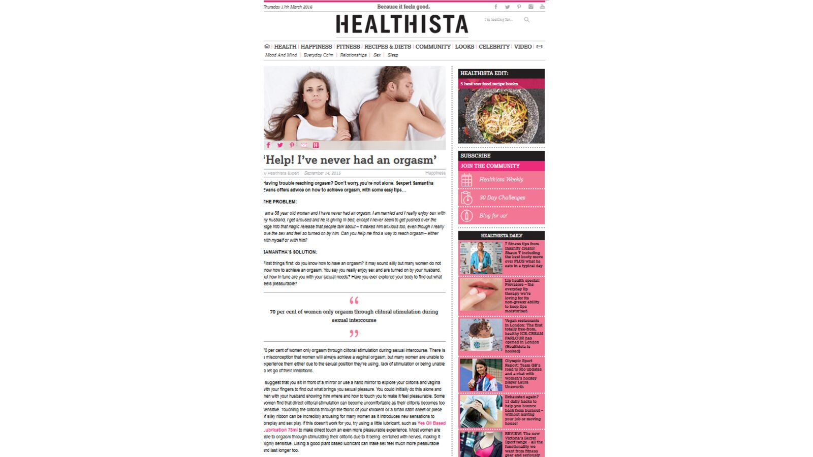 I've never had an orgasm - Healthista