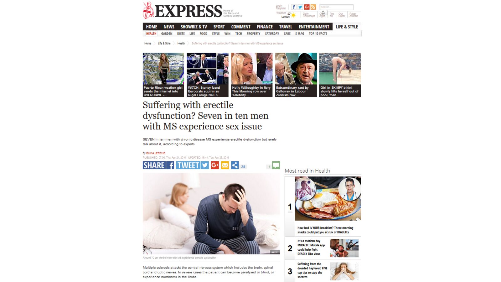 MS and Sex- Daily Express