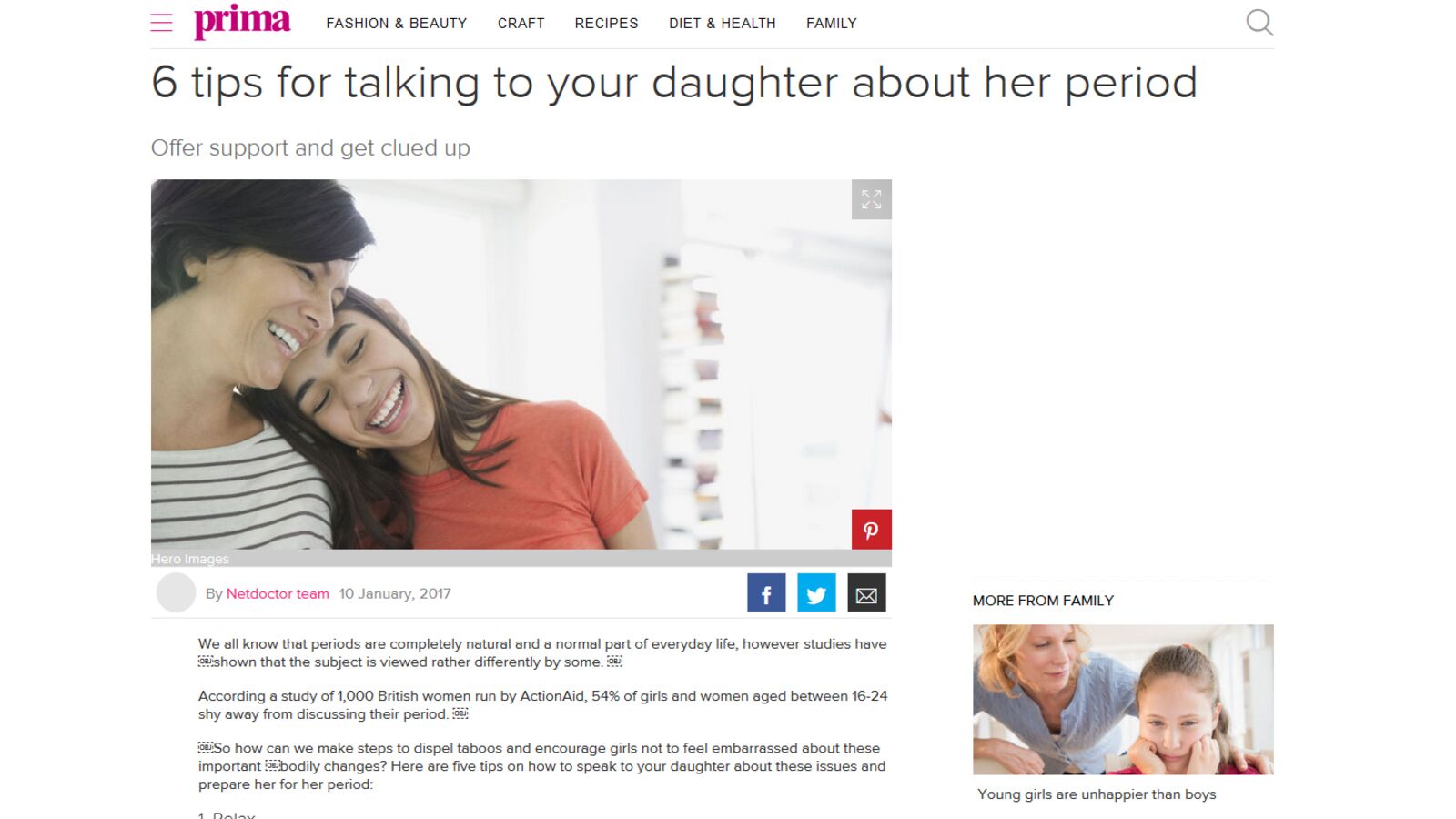 How to Talk to your Daughter about her Period - Prima