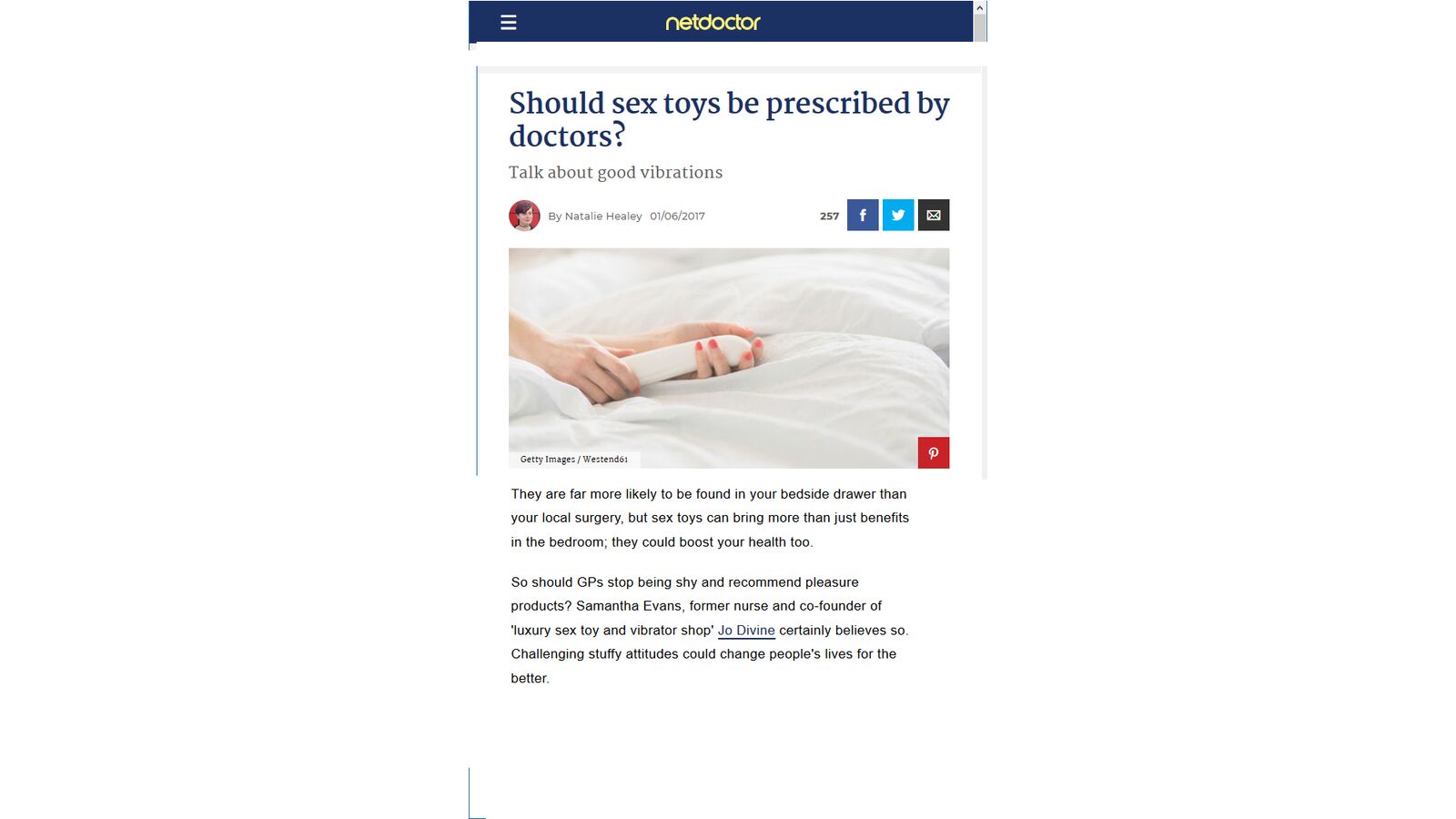 Should Sex Toys Be Prescribed By Doctors? - NetDoctors