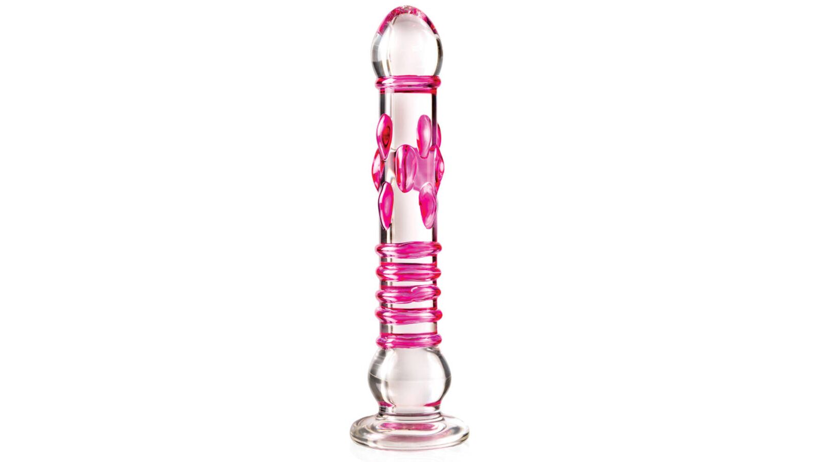 Icicles No 6 Pink Bumps Glass Dildo