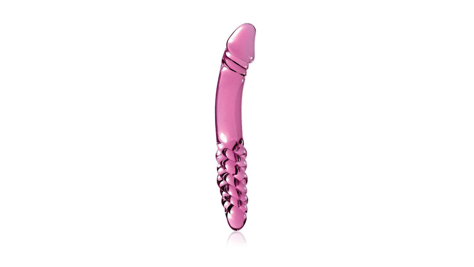 Icicles No 57 Dual Phallic Ribbed Pink Glass Dildo