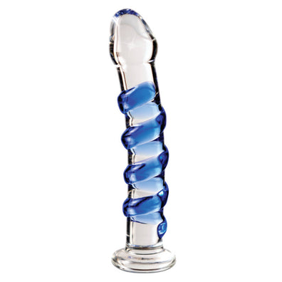 Icicles No 5 Fat Blue Spiral Glass Dildo