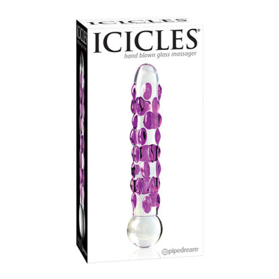 Icicles No 7 Pink Bumps Glass Dildo