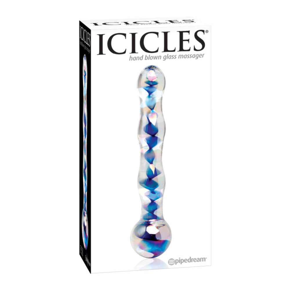 Icicles No 8 Blue Wave Glass Dildo