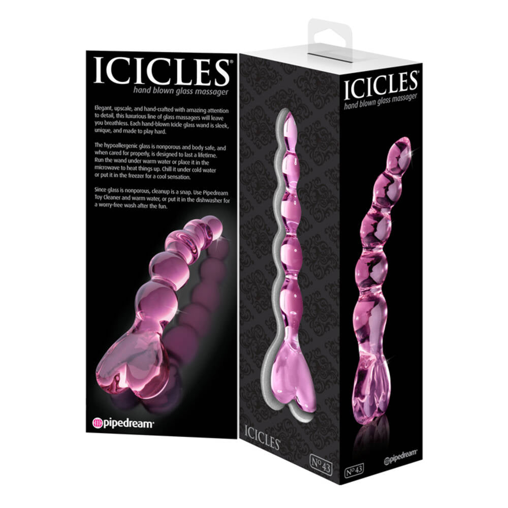 Icicles No 43 Pink Heart Glass Dildo