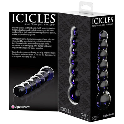 Icicles No 51 Beaded Blue Glass Dildo