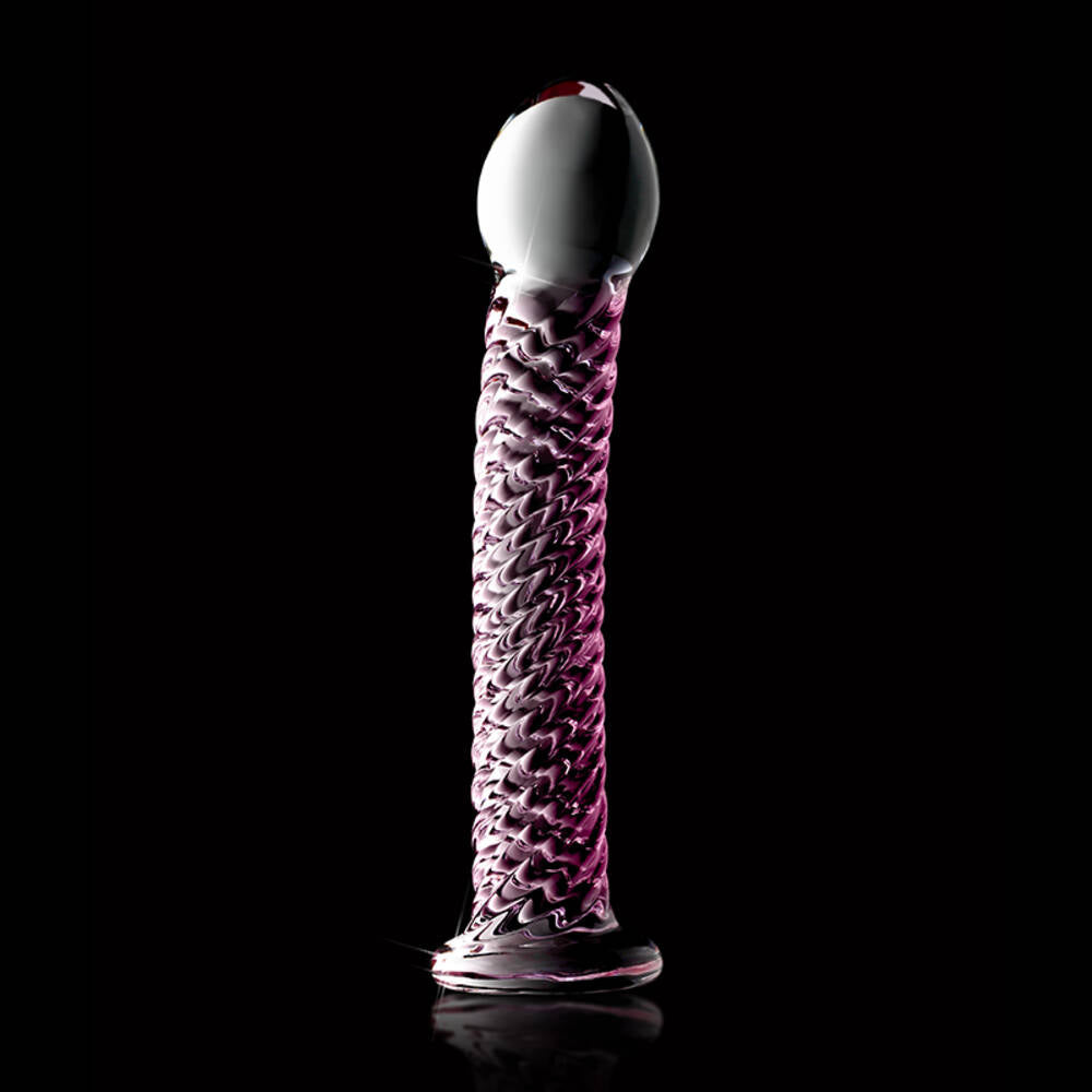 Icicles No 53 Textured Pink Swirly Glass Dildo