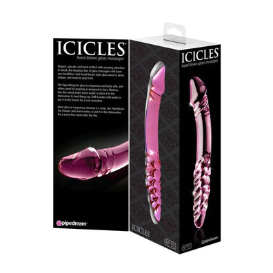 Icicles No 57 Dual Phallic Ribbed Pink Glass Dildo