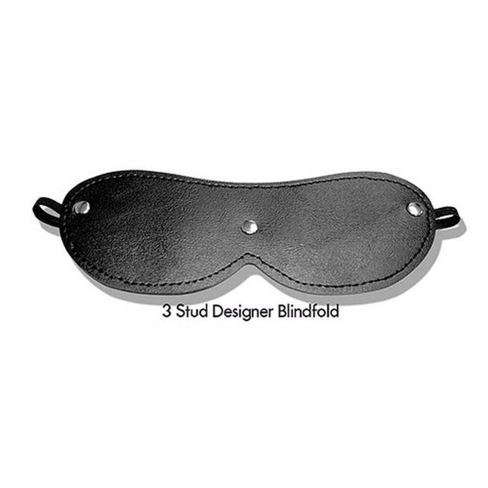 Sex And Mischief 3 Stud Designer Leather Blindfold