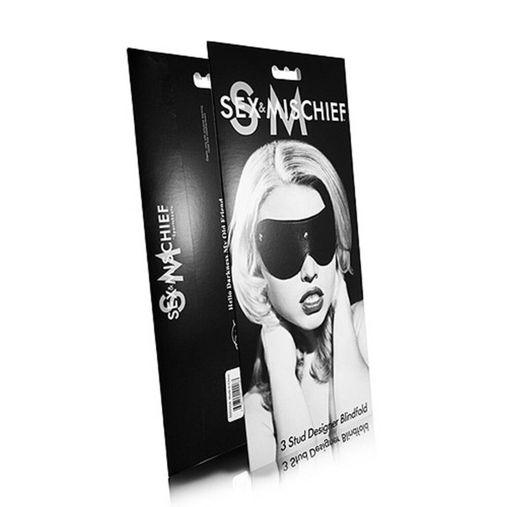 Sex And Mischief 3 Stud Designer Leather Blindfold