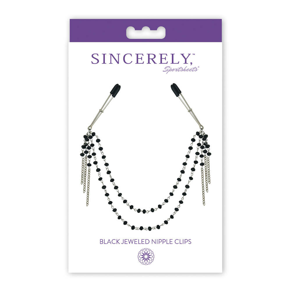 Sportsheets Sincerely Black Jewelled Nipple Clips