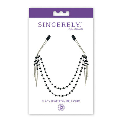 Sportsheets Sincerely Black Jewelled Nipple Clips