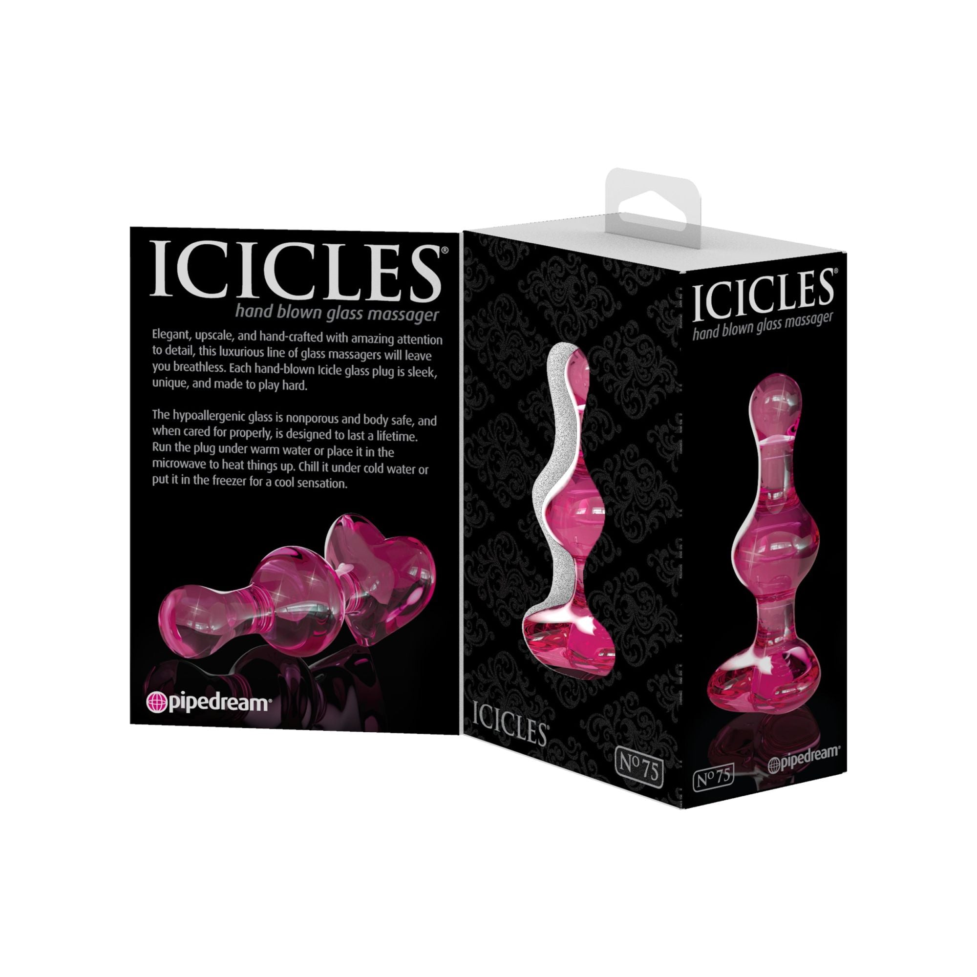 Icicles No 75 Pink Heart Glass Butt Plug