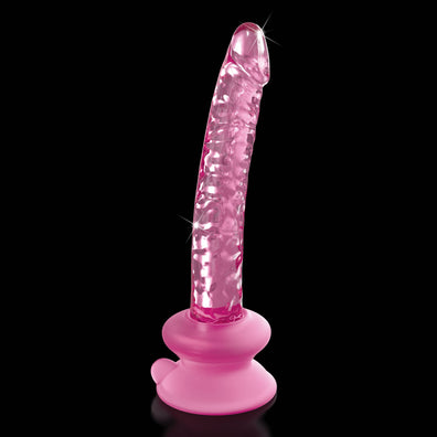 Icicles No 86 Phallic Pink Glass Dildo With Suction Cup