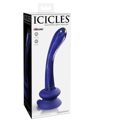 Icicles No 89 Blue Glass Dildo With Suction Cup