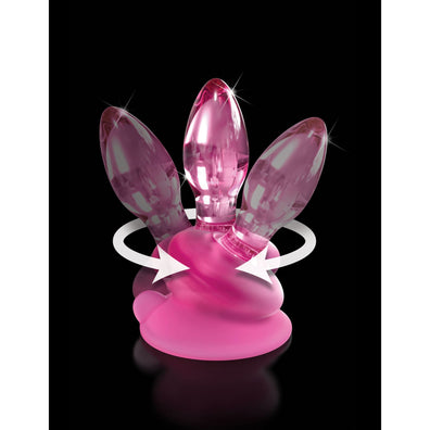 Icicles No 90 Pink Glass Butt Plug With Suction Cup