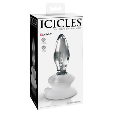 Icicles No 91 Clear Glass Butt Plug With Suction Cup