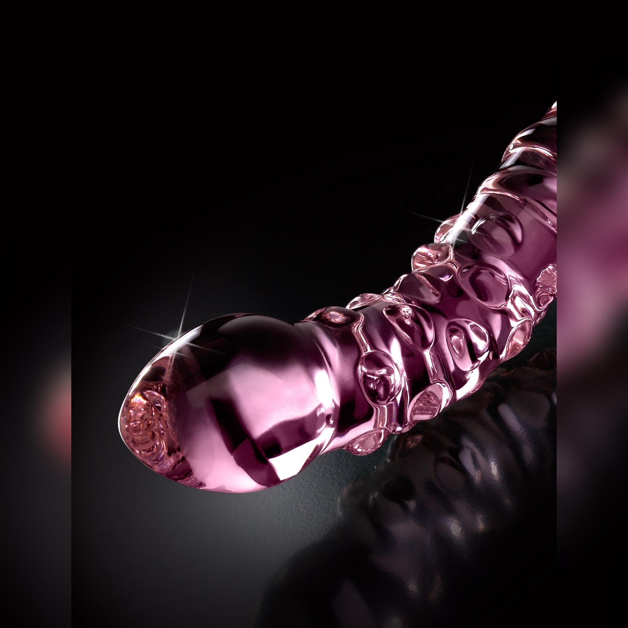 Icicles No 55 Textured Pink Double Ended Glass Dildo